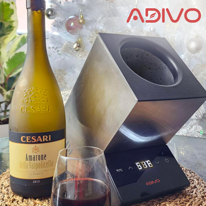 ADIVO Portable Wine Chiller Cooler Electric, Wine Chillers Bucket Storage for 750ml Square Grey