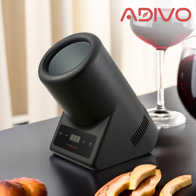 ADIVO Portable Wine Bottle Chiller for 750ml Round Black