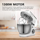 ADIVO 1300W Electirc Stand Mixer 6 Speed 5L Kitchen Timer LED Whisk Cake Bowl
