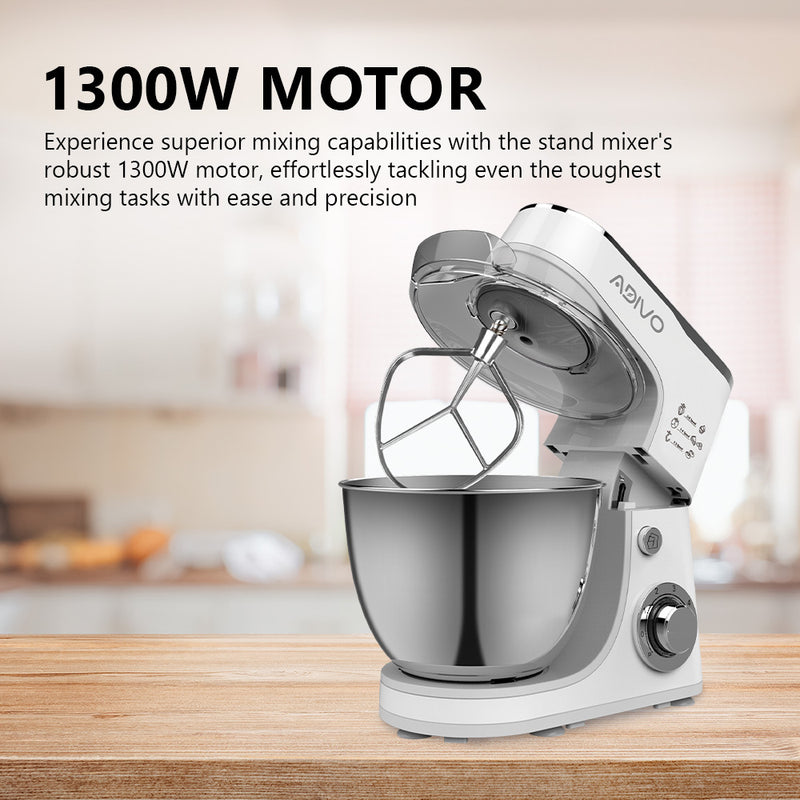 ADIVO 1300W Electric Stand Mixer 6 Speed 5L Kitchen Mixing Machine Whisk Cake Bowl