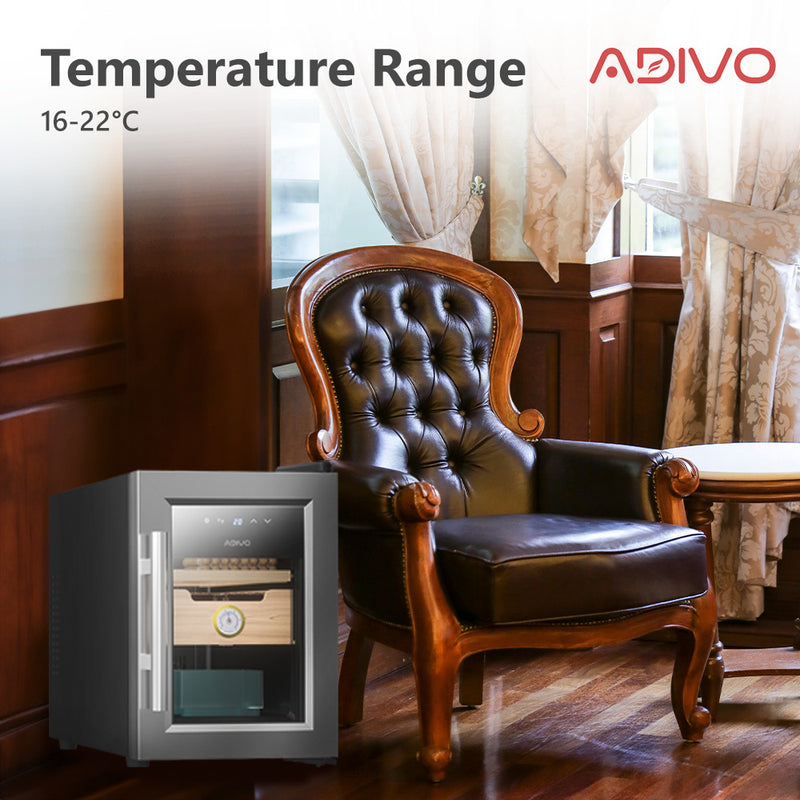 ADIVO 116 Cigar Humidor Digital Humidity Temperature Control Cabinet Display with Hygrometer