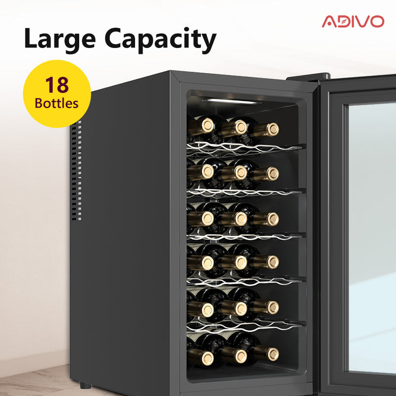 ADIVO Wine Cooler Fridge Compressor Cellar Chiller Temperature Control 18 Bottles