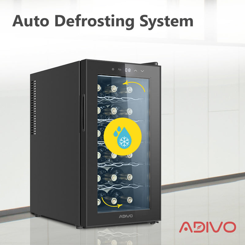 ADIVO Wine Cooler Fridge Compressor Cellar Chiller Temperature Control 18 Bottles