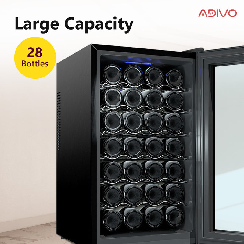 ADIVO Wine Cooler Fridge Compressor Cellar Chiller Temperature Control 28 Bottles