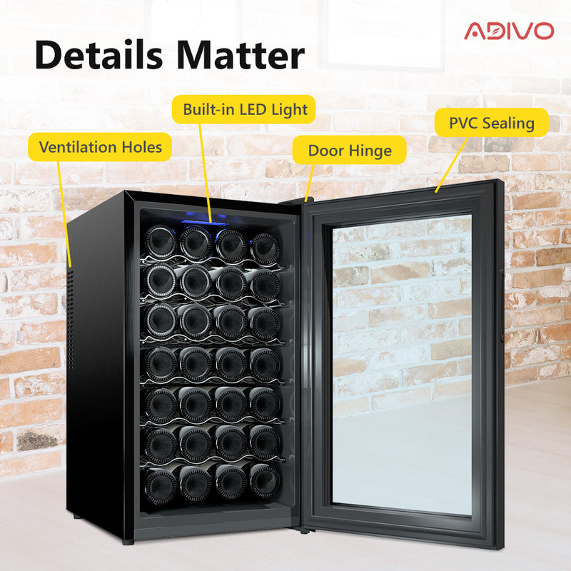 ADIVO Wine Cooler Fridge Compressor Cellar Chiller Temperature Control 28 Bottles