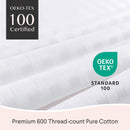 FAUNNA 600TC 100% Cotton Pillow Protectors, Standard Size (20x26), 2 Pack, Oeko-TEX Certified, Hotel Grade Pillow Cover with Silent Zipper, Zip Up Pillow Cases, White