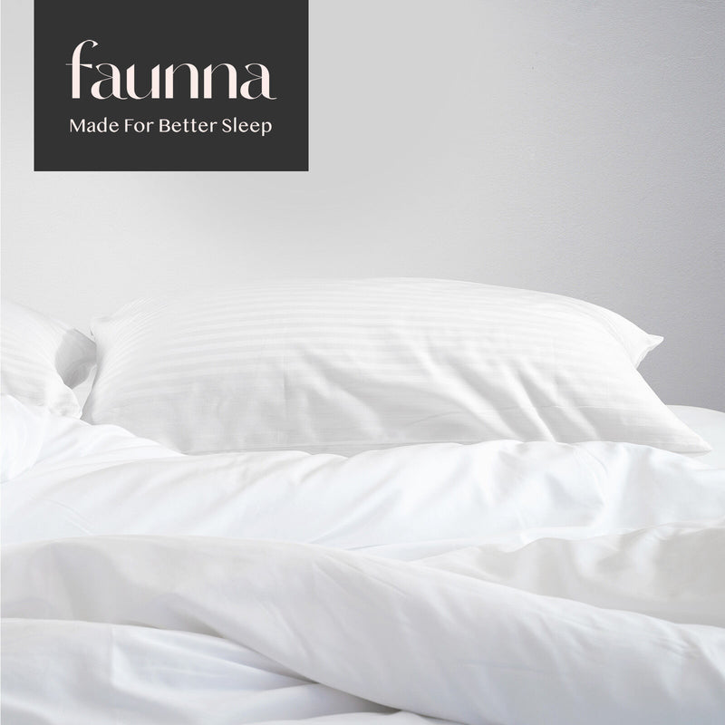 FAUNNA 600TC 100% Cotton Pillow Protectors, King Size (20x36), 2 Pack, Oeko-TEX Certified, Hotel Grade Pillow Cover with Silent Zipper, Zip Up Pillow Cases, White