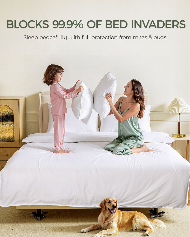 FAUNNA 100% Cotton Pillow Protectors, Bed Bug Proof, Hypoallergenic, Featuring Antimicrobial Product Protection for Enhanced Freshness, - Premium Breathable Zippered Protectors