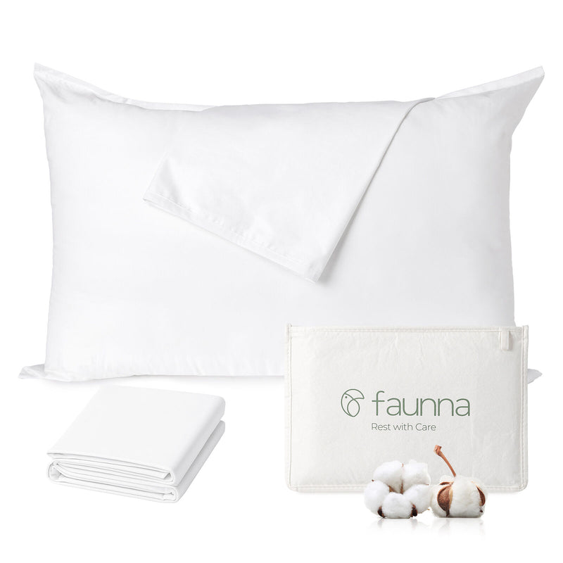 FAUNNA 100% Cotton Pillow Protectors, Bed Bug Proof, Hypoallergenic, Featuring Antimicrobial Product Protection for Enhanced Freshness, - Premium Breathable Zippered Protectors