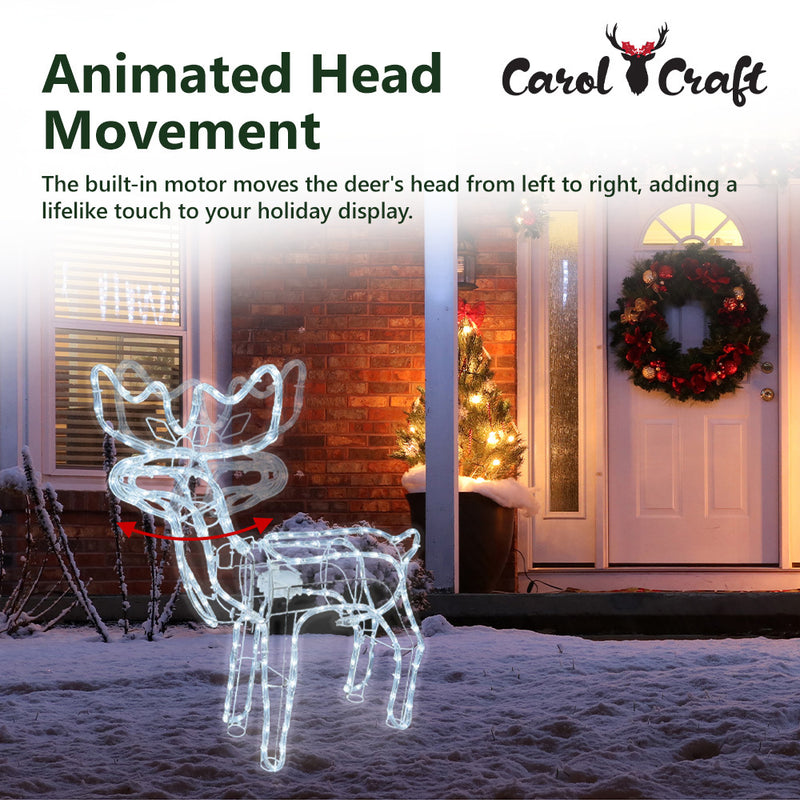 CarolCraft Animated Christmas Reindeer LED Lighted Xmas Decoration with Motions