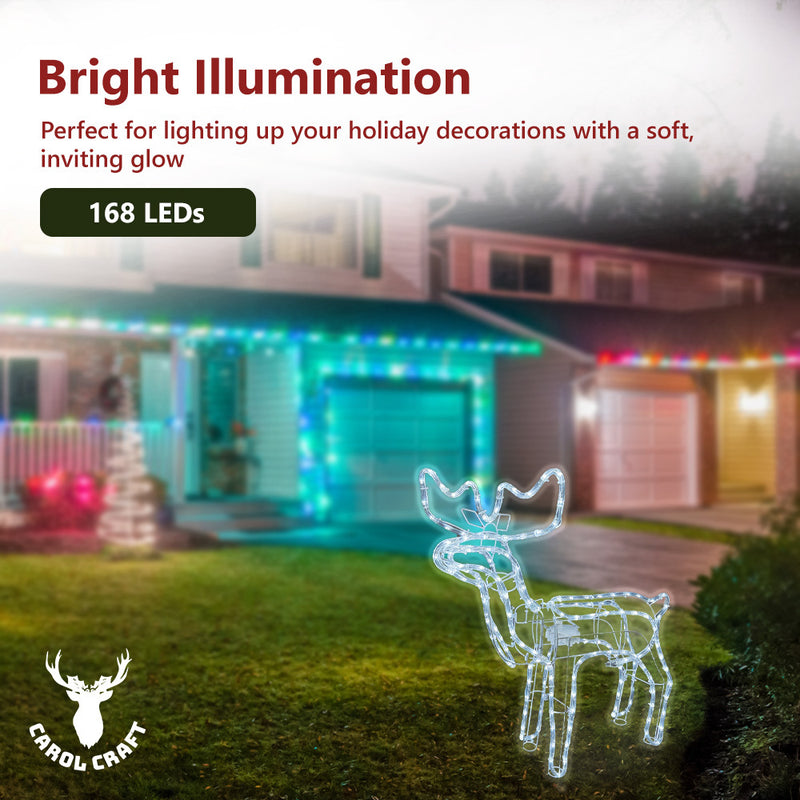 CarolCraft Animated Christmas Reindeer LED Lighted Xmas Decoration with Motions