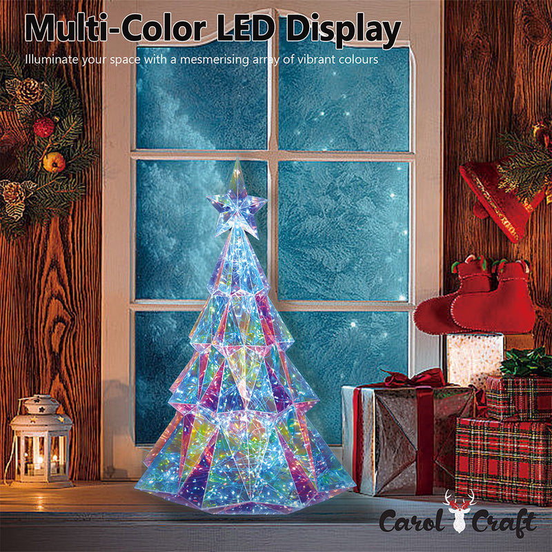 CarolCraft Iridescent LED Christmas Tree Holographic Glowing Light Display