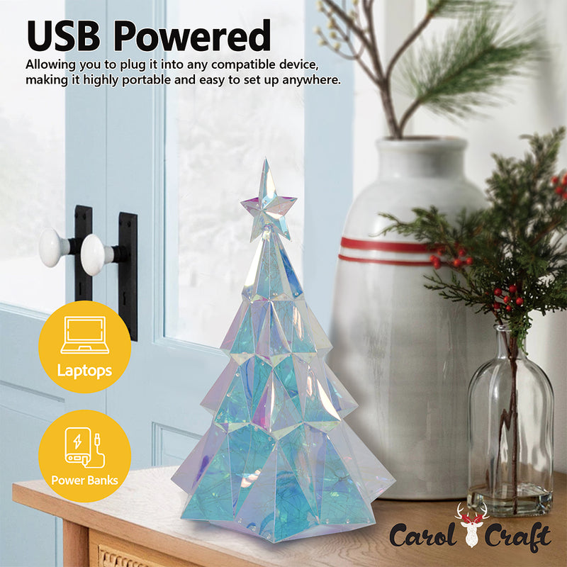 CarolCraft Iridescent LED Christmas Tree Holographic Glowing Light Display