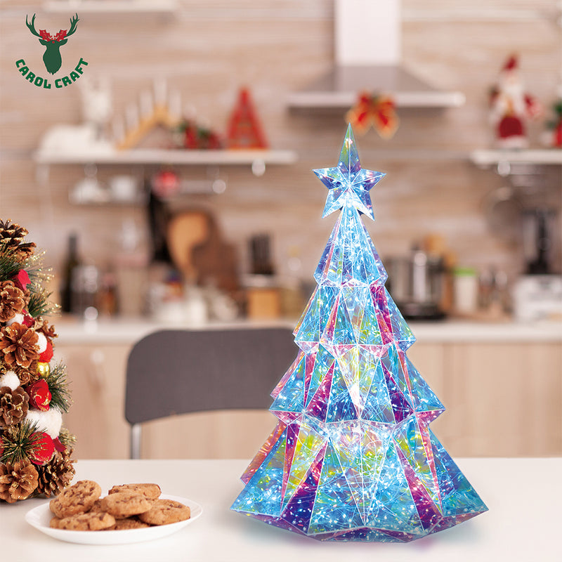 CarolCraft Iridescent LED Christmas Tree Holographic Glowing Light Display