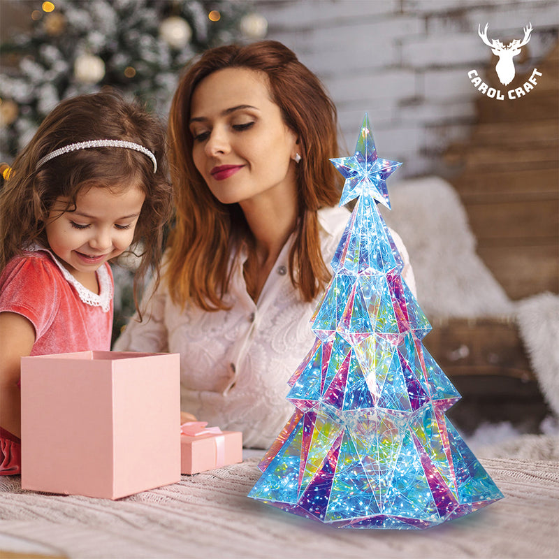 CarolCraft Iridescent LED Christmas Tree Holographic Glowing Light Display