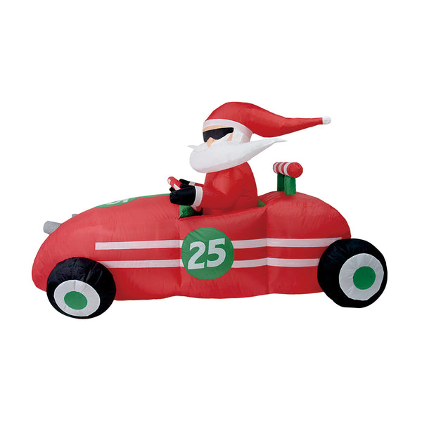 CarolCraft Christmas Inflatable Santa in Racing Car Lighted Weighted LED Light