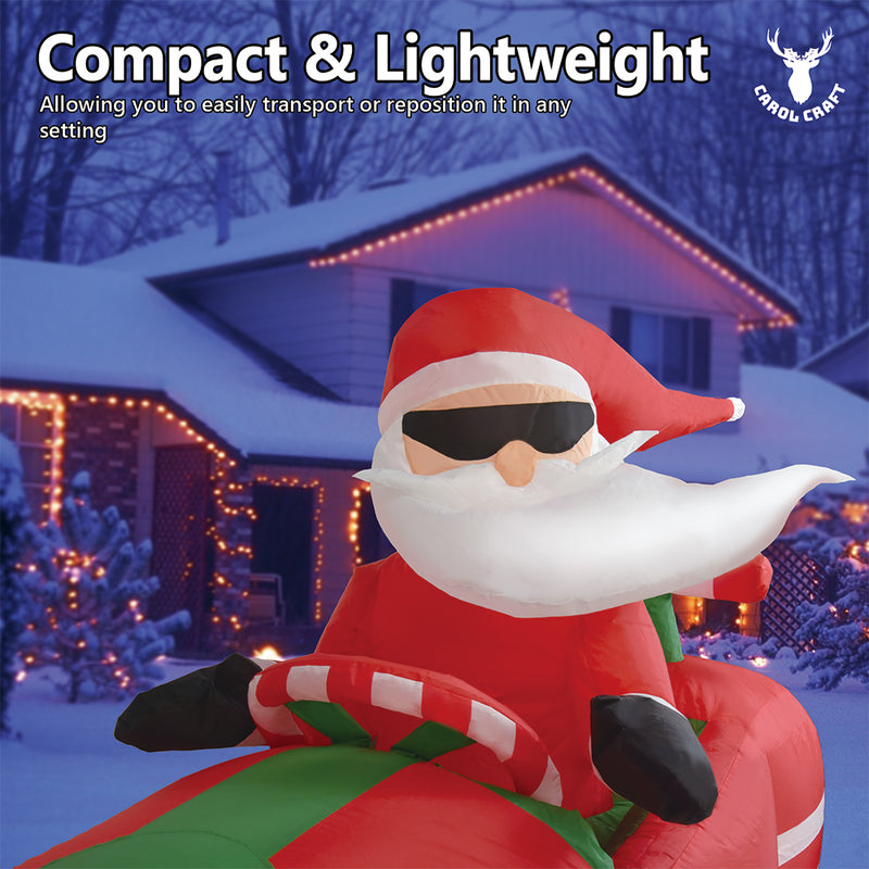 CarolCraft Christmas Inflatable Santa in Racing Car Lighted Weighted LED Light