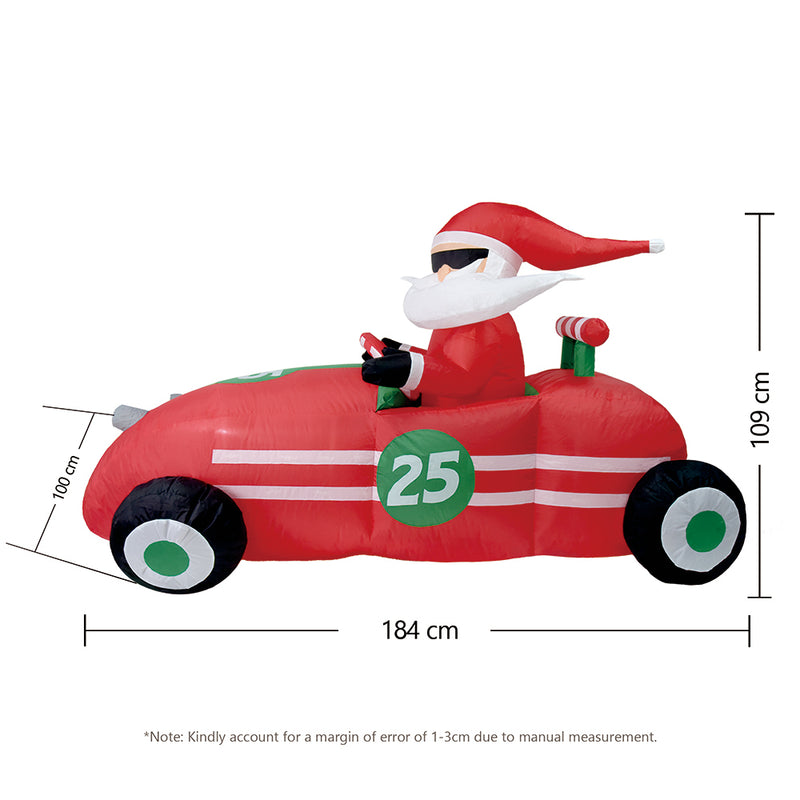 CarolCraft Christmas Inflatable Santa in Racing Car Lighted Weighted LED Light