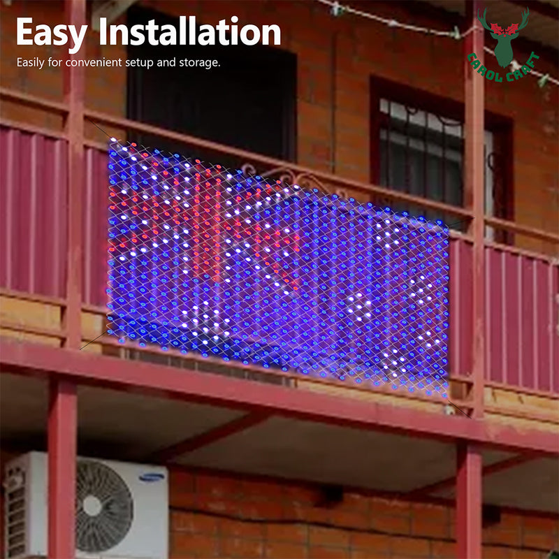 CarolCraft Australia Flag LED String Lights 230x130 cm Net Mesh Curtain Outdoor Waterproof