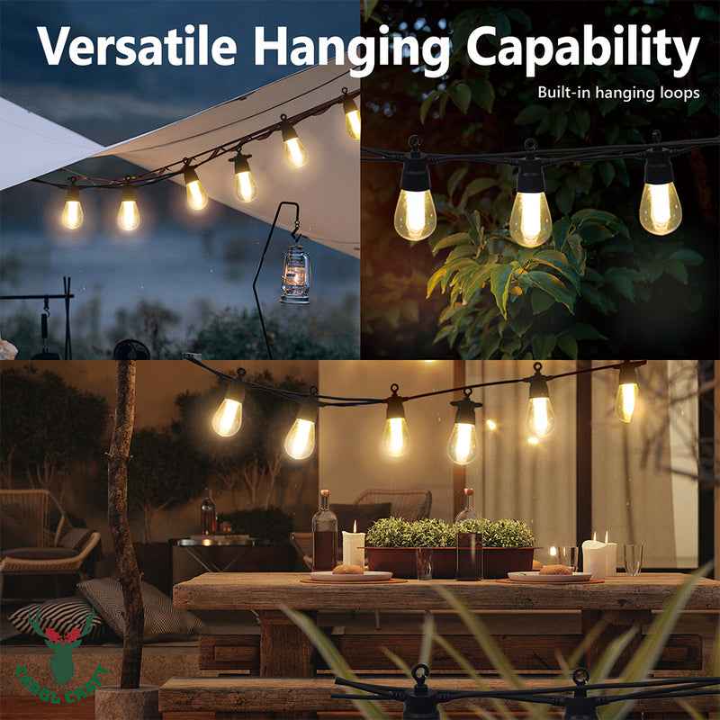 CarolCraft 5m Outdoor String Lights Smart RGB LED Festoon Light Patio Waterproof