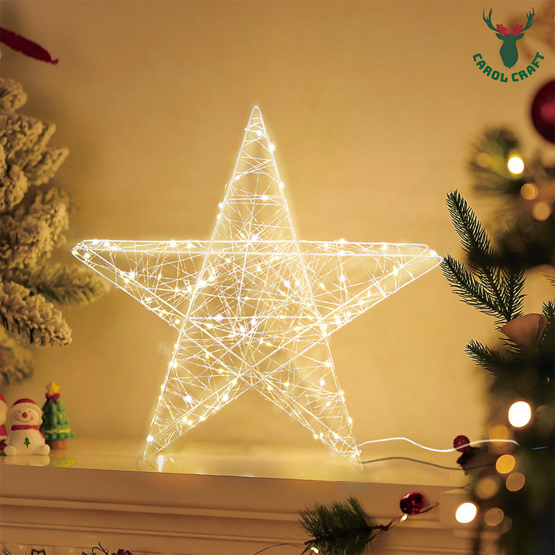 CarolCraft 55cm 3D LED Star Christmas Light Decoration Wire Mesh Warm White