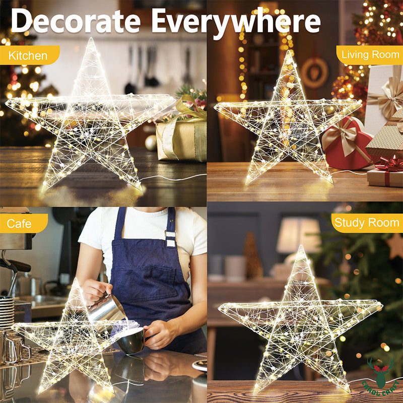 CarolCraft 55cm 3D LED Star Christmas Light Decoration Wire Mesh Warm White