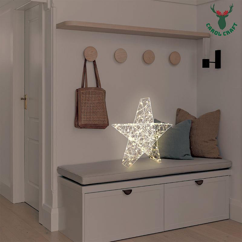 CarolCraft 55cm 3D LED Star Christmas Light Decoration Wire Mesh Warm White