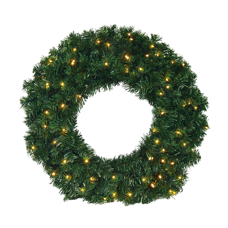 CarolCraft 60cm Christmas Wreath with LED Light Xmas Tree Decor Pine Needle