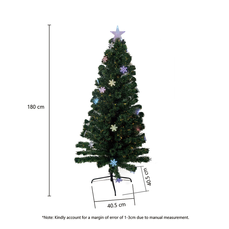 CarolCraft 2.1m Christmas Tree Snowy Fibre Optic Multicolour LED Lights Xmas Decorations