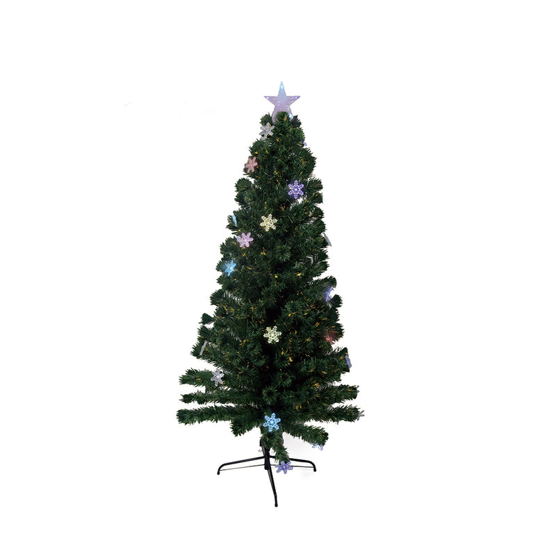 CarolCraft 1.8m Christmas Tree Snowy Fibre Optic Multicolour LED Lights Xmas Decorations