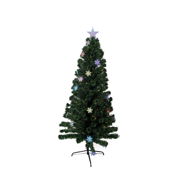 CarolCraft 1.8m Christmas Tree Snowy Fibre Optic Multicolour LED Lights Xmas Decorations