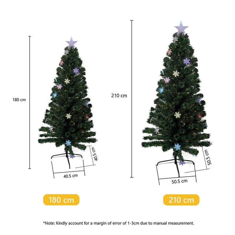 CarolCraft 1.8m Christmas Tree Snowy Fibre Optic Multicolour LED Lights Xmas Decorations