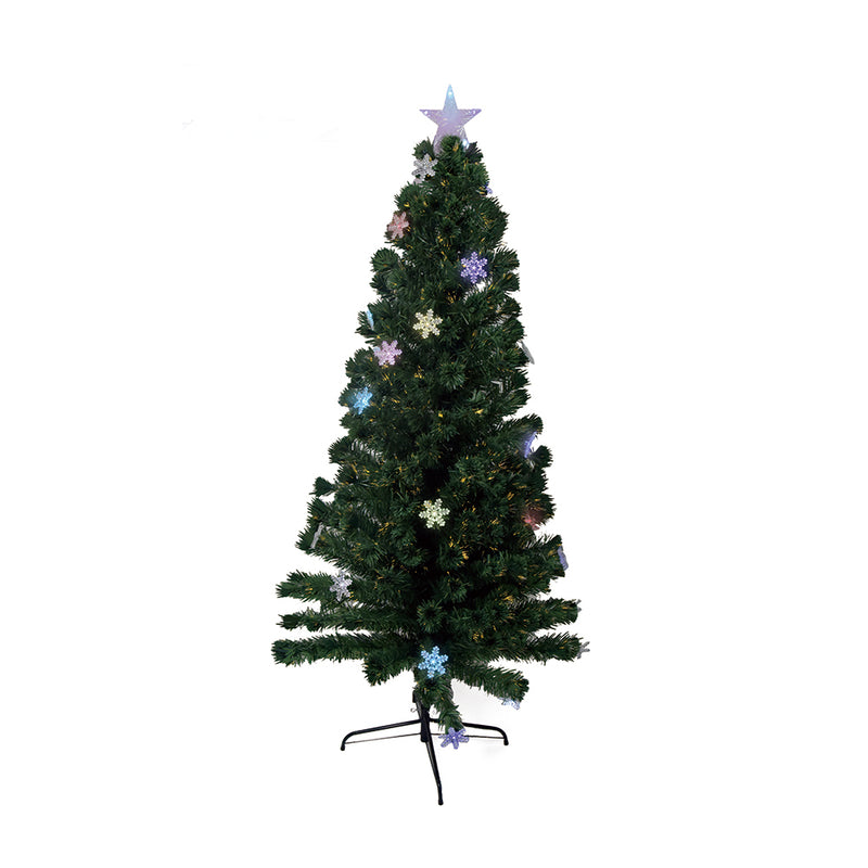 CarolCraft 2.1m Christmas Tree Snowy Fibre Optic Multicolour LED Lights Xmas Decorations