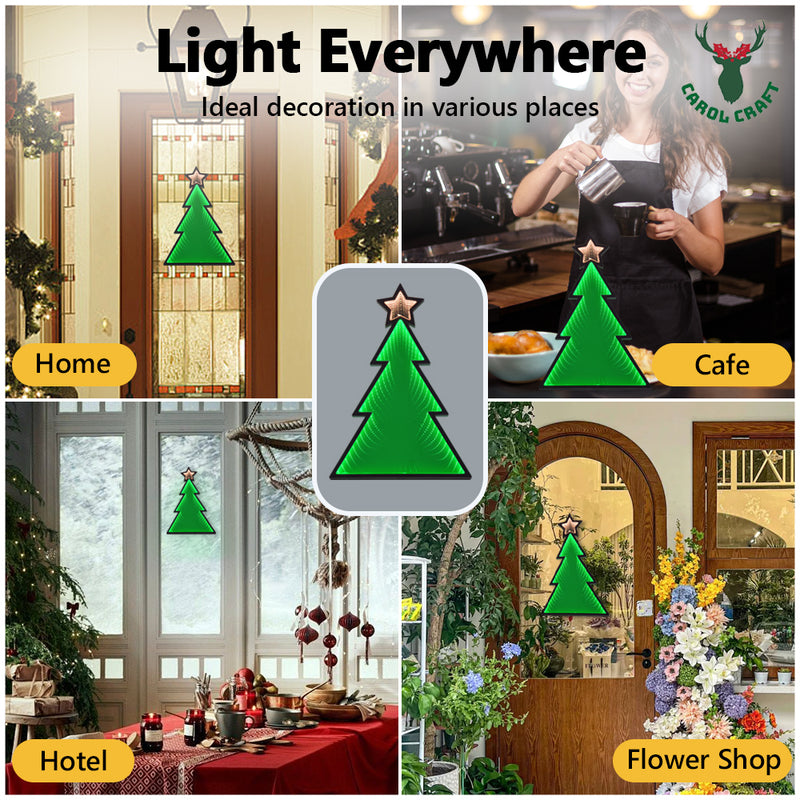 CarolCraft 50cm LED Infinity 3D Mirror Christmas Tree Xmas Light Decoration Home Party