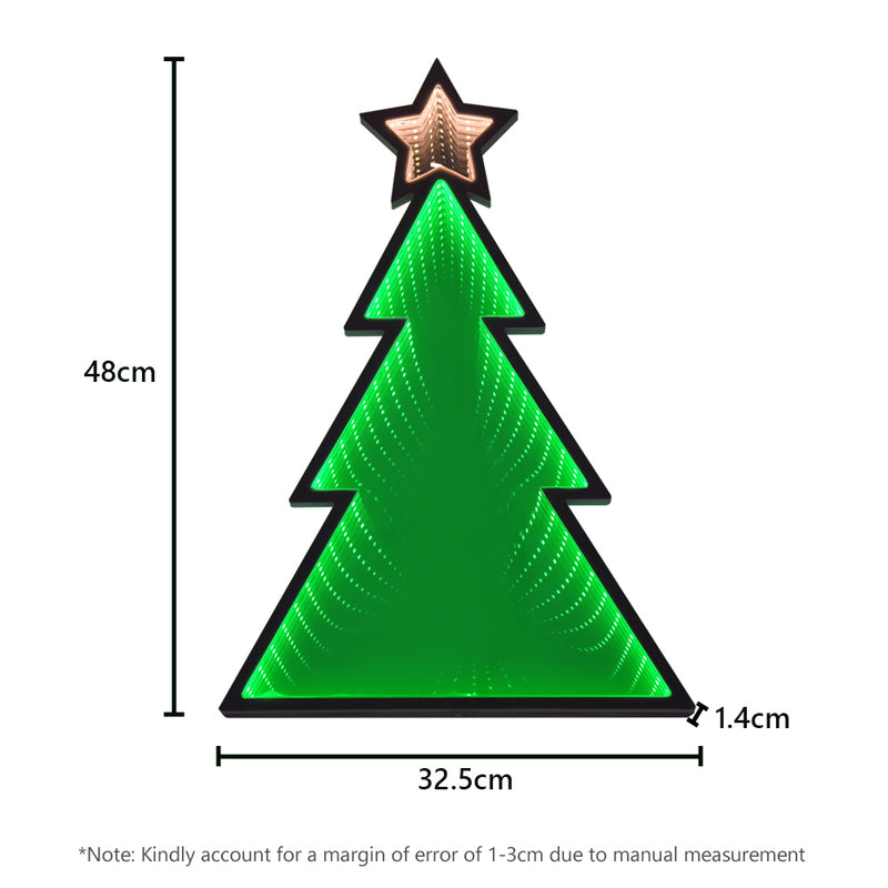 CarolCraft 50cm LED Infinity 3D Mirror Christmas Tree Xmas Light Decoration Home Party