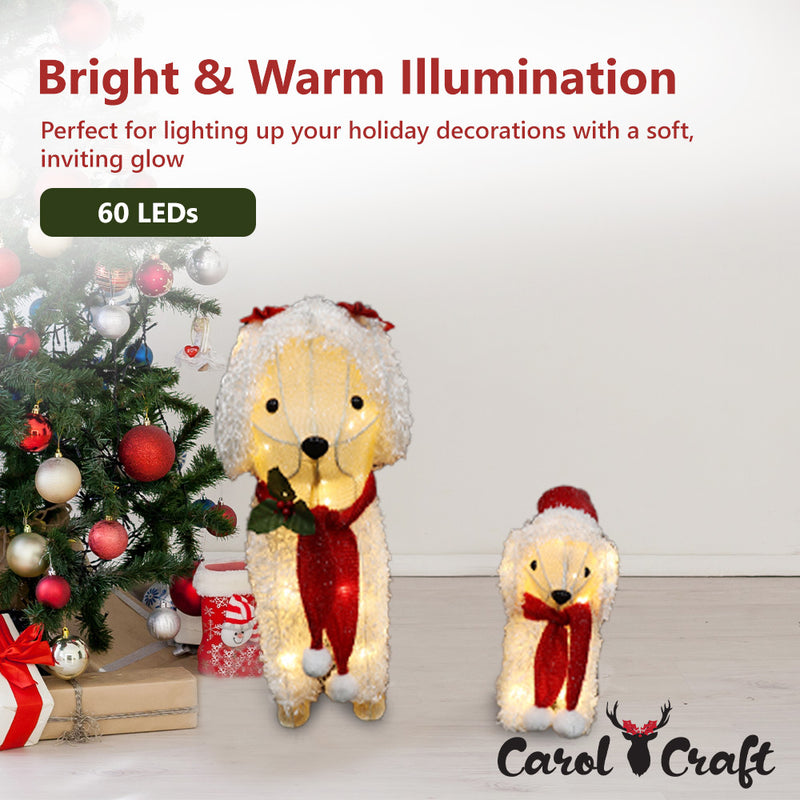 CarolCraft Christmas Lights 60 LED Fairy Light Dogs Outdoor Home Decorations 3D