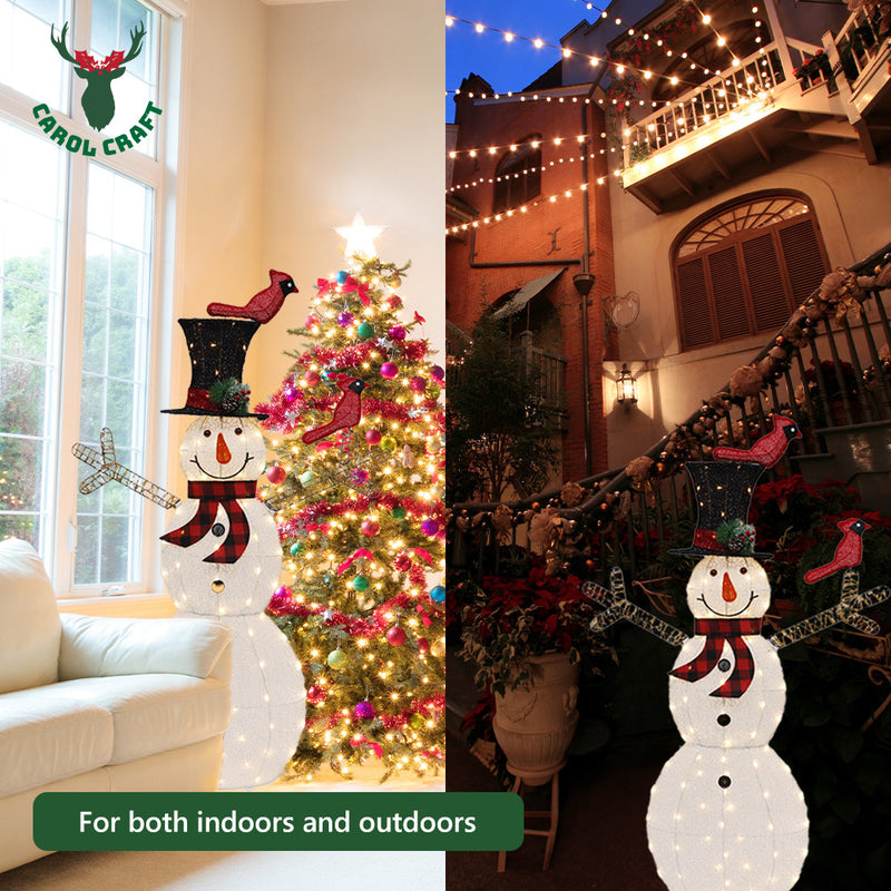 CarolCraft Christmas Lights 80 LED Fairy Light Snowman Outdoor Home Decorations 3D