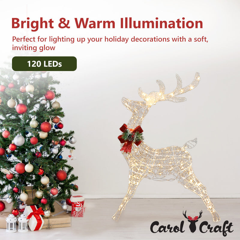 CarolCraft Christmas Lights 120 LED Fairy Light Reindeer Outdoor Home Decorations 3D