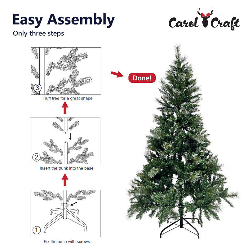 CarolCraft 180cm 6FT Christmas Tree- Xmas Decorations 696 Tips Green