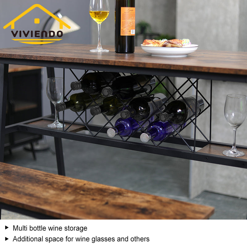 Viviendo Bench Seating Dining Table Bar Table Dining Set Industrial Style