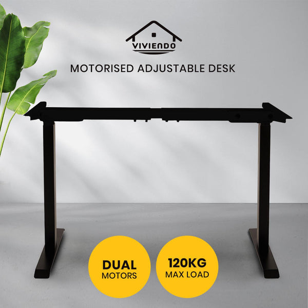 Viviendo Dual Motorised Height Adjustable Desk Frame - Black