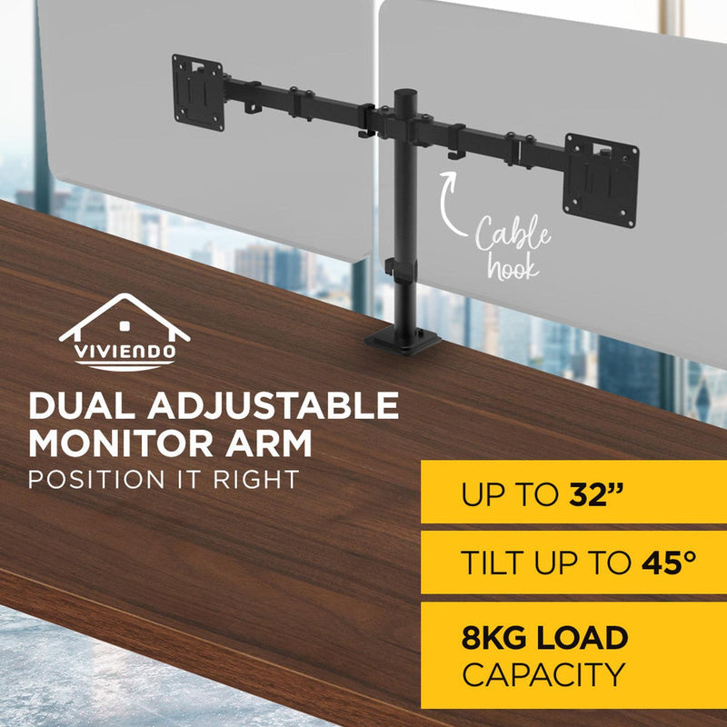 Viviendo-Steel-Desk-Stand and Monitor arm - Dual Monitor Mounts