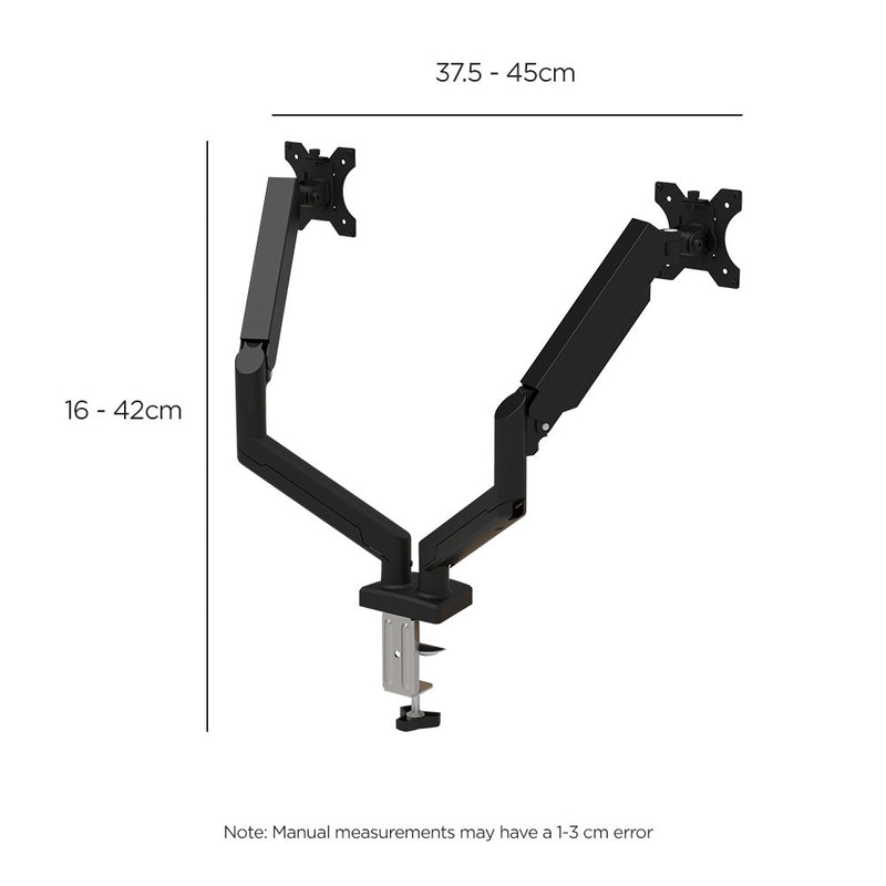 Viviendo Gas Spring Desk Stand and Monitor arm in Dual Steel Monitor Mounts