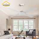 Viviendo 52 Inch 4 Blade Whisper AC Ceiling Fan with 3 Speed Remote Control - White