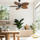Viviendo 52 Inch 5 Blade Whisper DC Petal Ceiling Fan with 6 Speed Remote Control - Brown
