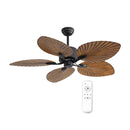 Viviendo 52 Inch 5 Blade Whisper DC Petal Ceiling Fan with 6 Speed Remote Control - Brown