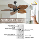 Viviendo 52 Inch 5 Blade Whisper DC Petal Ceiling Fan with 6 Speed Remote Control - Brown