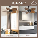 Viviendo 52 Inch 5 Blade Whisper DC Petal Ceiling Fan with 6 Speed Remote Control - Brown