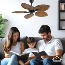 Viviendo 52 Inch 5 Blade Whisper DC Petal Ceiling Fan with 6 Speed Remote Control - Brown