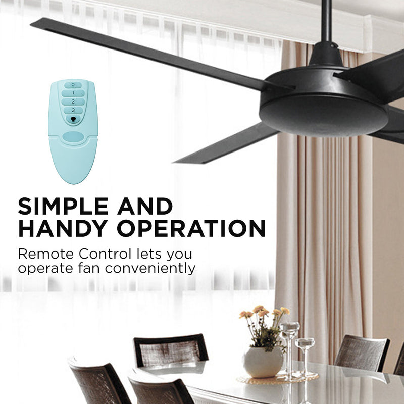 Viviendo 52 Inch 3 Blade Whisper AC Ceiling Fan with LED Light with 3 Speed Remote Control - Black